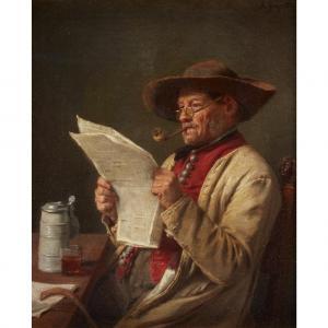 SIEGERT August Friedrich 1820-1883,Man Reading the News,Freeman US 2020-07-30