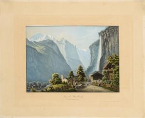 SIEGFRIED Heinrich 1814-1889,Ansicht des Staubbachfalles bei Lauterbrunnen,c. 1840,Wendl 2021-03-06
