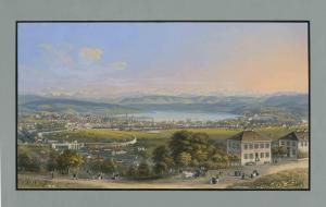 SIEGFRIED Heinrich 1814-1889,Zurich, Prise depuis la Weid, Coté du Nord,1860,Schuler CH 2021-12-13