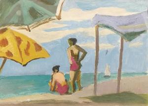 SIELSKI Roman 1903-1990,Pod plażowymi parasolami,Rempex PL 2021-04-21