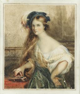 SIGALON Xavier 1787-1837,PORTRAIT D'UNE JEUNE FEMME À CHAPEAU,Sotheby's GB 2017-04-27