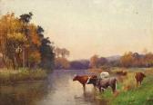 SIGMUND Benjamin David 1857-1947,Cattle by a riverbank,Bloomsbury London GB 2009-11-25