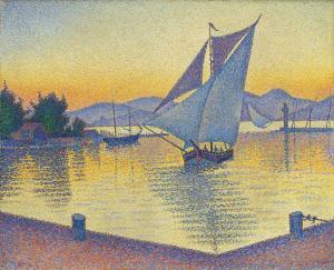 SIGNAC Paul 1863-1935,Le Port au soleil couchant, Opus 236 (Saint-Tropez,1892,Christie's 2019-02-27