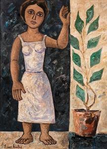 SIKELIOTIS Giorgos 1917-1984,Girl standing next to a plant,Sotheby's GB 2007-05-15
