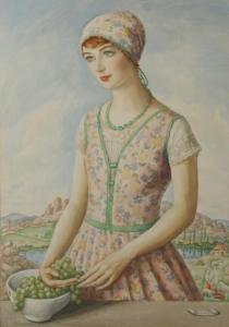 SILBERT Ben 1893-1940,Portrait de femme au bol de raisins,Chayette et Cheval FR 2018-03-30