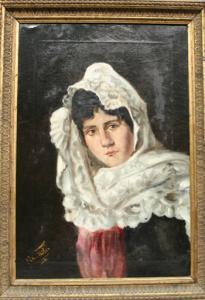 SILES Alfonso,Mujer con mantilla blanca,1892,Yelmo ES 2009-05-21