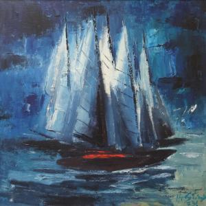 Silins Herberts Ernests 1926-2001,Night regatta,1973,Antonija LV 2021-07-29