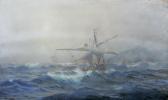SILLÉN af Herman 1857-1908,Fiskebåtar i upprört hav,Uppsala Auction SE 2012-08-27