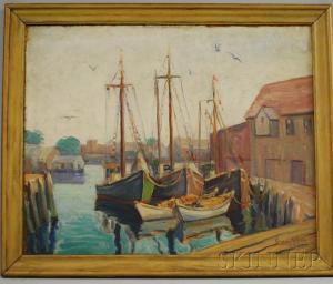 SILVA Rosa 1900-1900,Fishing Boats at Dock,1933,Skinner US 2011-04-13