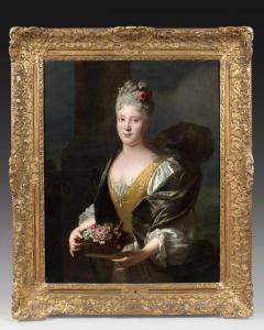 SILVESTRE Louis II 1675-1760,Portrait d'une jeune dame de qualité à la corbeill,Lafon FR 2012-12-13