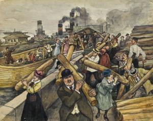 SIMAKOV IVAN VASILIEVICH 1877-1925,UNLOADING THE BARGE,1920,Sotheby's GB 2017-06-06