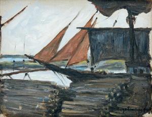 SIMBERG Hugo 1873-1917,Timber by a ship,Uppsala Auction SE 2021-12-08