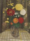 SIMEON Eunice 1906,A still life of chrysanthemums in a jug on a table,Sworders GB 2021-08-01
