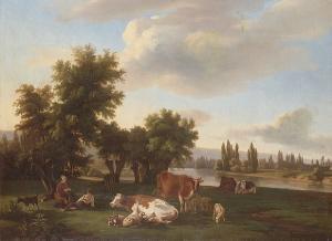 SIMON Charles 1799,Pastoral landscape with a couple resting beside a river,Bonhams GB 2005-05-10