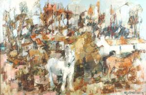 SIMON Henry 1910-1987,Paysage au cheval blanc,Ruellan FR 2023-05-27