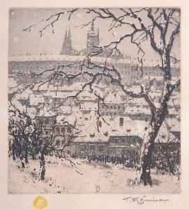 SIMON Tavik Frantisek 1877-1942,Pohled na Pražský hrad,Vltav CZ 2024-02-22