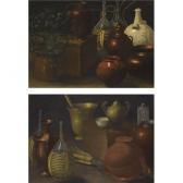 SIMONE Rodolfo 1600-1600,A STILL LIFE WITH TWO WICKER COVERED GLASS BOTTLES,Sotheby's GB 2011-04-14