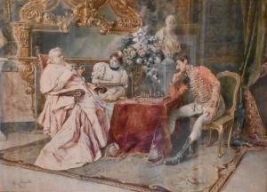SIMONETTI Ettore 1857-1909,Interior scene of royals playing chess,1903,Nadeau US 2023-01-01