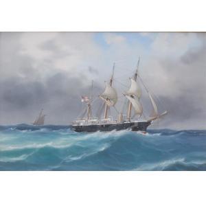 SIMONI,features a three-masted ship flying the British flag,1887,Ripley Auctions US 2017-03-04