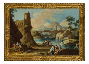 SIMONINI Francesco 1686-1753,Paesaggio con torre, ponte e figure,Wannenes Art Auctions IT 2019-05-28