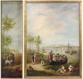SIMONS A. A 1700-1700,Promeneurs devant le port de Bayonne La charrett,1789,Pierre Bergé & Associés 2009-06-10