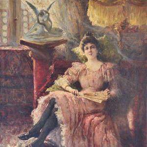 SIMONS Jan Frans 1855-1919,Smoking noblewoman with fan in interior,Amberes BE 2022-10-03