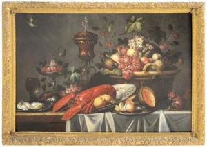 Simons Michiel 1648-1673,Natura morta con frutti su un'alzata, aragosta in ,Meeting Art 2021-11-13