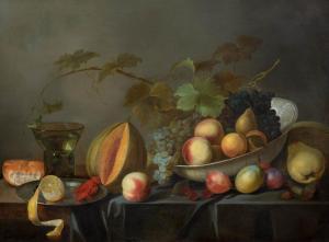 Simons Michiel,Still life with rummer and peaches with grapes in ,1650,Galerie Koller 2021-10-01