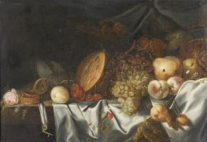 SIMONS Michiels,Natura morta con melone, frutta e nautilus,Capitolium Art Casa d'Aste 2022-05-17