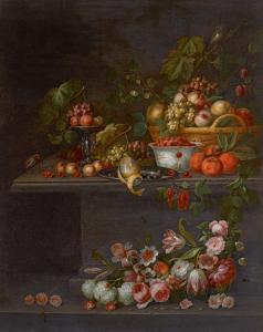 SIMONS PSEUDO,A STILL LIFE WITH A BASKET OF FRUIT, PEACHES AND G,17th century,Sotheby's 2020-09-23
