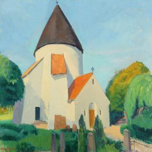 SIMONSEN Peter 1882-1972,Sankt Ols round church, Bornholm,Bruun Rasmussen DK 2016-01-11