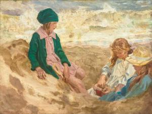 SIMPSON Charles Walter 1885-1971,The Sandpit - On Porthminster Beach,1916,David Lay GB 2024-02-29