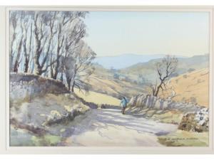 Simpson E. Charles,Yorkshire landscape with figure walking on a road,Jones and Jacob GB 2017-02-08