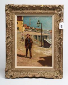 SIMPSON Frank H. 1800-1900,Fishing Village with Figure in the Fore,Hartleys Auctioneers and Valuers 2021-12-01