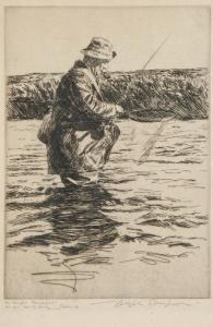 SIMPSON Joseph 1879-1939,Fisherman wading in river with net,Dreweatt-Neate GB 2013-04-24