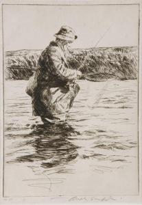 SIMPSON Joseph 1879-1939,Fisherman wading in river with net,Dreweatt-Neate GB 2013-04-24