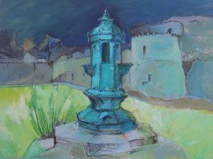 SIMPSON Peter 1951,Continental town with central fountain,1975,Moore Allen & Innocent GB 2013-10-25