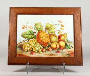 SIMPSON T,POTTERY PLAQUE, painted with fruit,John Nicholson GB 2020-07-30