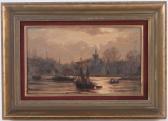 SIMPSON William Henry 1843,Boats on a river,1914,Burstow and Hewett GB 2016-07-27