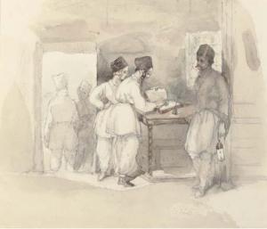 SIMPSON William Skinner, Jr 1823-1895,Cossacks signing the register,Christie's GB 2006-01-25