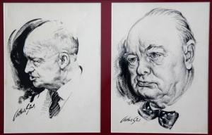 SIMS Arthur,Portraits of Eisenhower and Winston Churchill,Gorringes GB 2015-10-21