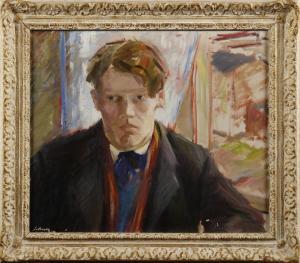 SIMSON Hugo 1910-1970,Porträtt av en målarelev. oljemålning,1934,Stadsauktion Frihamnen 2009-10-19
