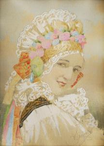 SIMUNEK Karel 1869-1942,Girl in costume,Vltav CZ 2023-12-14