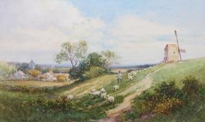 SINCLAIR Anne 1900-1900,Drover and sheep on a track by a windmill,Bonhams GB 2008-02-26