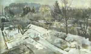 SINCLAIR Beryl Maud 1901-1967,Amersham Gardens in the snow, Buckinghamshire,Cheffins GB 2017-05-11