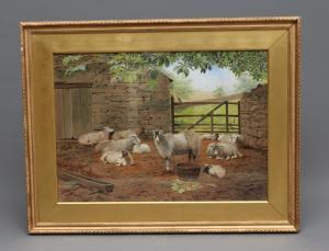 SINCLAIR John,Herdwick Sheep Resting in a Farmyard,Hartleys Auctioneers and Valuers 2021-06-16