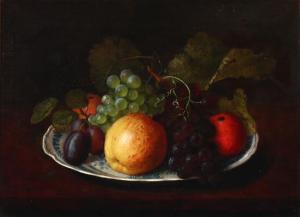 SINDBERG Adamine 1840-1919,Still life with a fruit dish on a table,1868,Bruun Rasmussen 2020-02-17