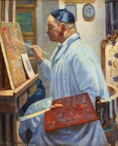 SINDING LARSEN kristofer 1873-1948,The painter, Kristian Zahrtmann, working at the ,Bruun Rasmussen 2020-12-07