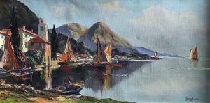 SINGDERS C,View over Lake Como with sailing boats and buildin,Canterbury Auction GB 2014-08-05