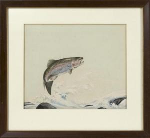SINGER Arthur 1917-1990,Leaping rainbow trout,Eldred's US 2017-04-06